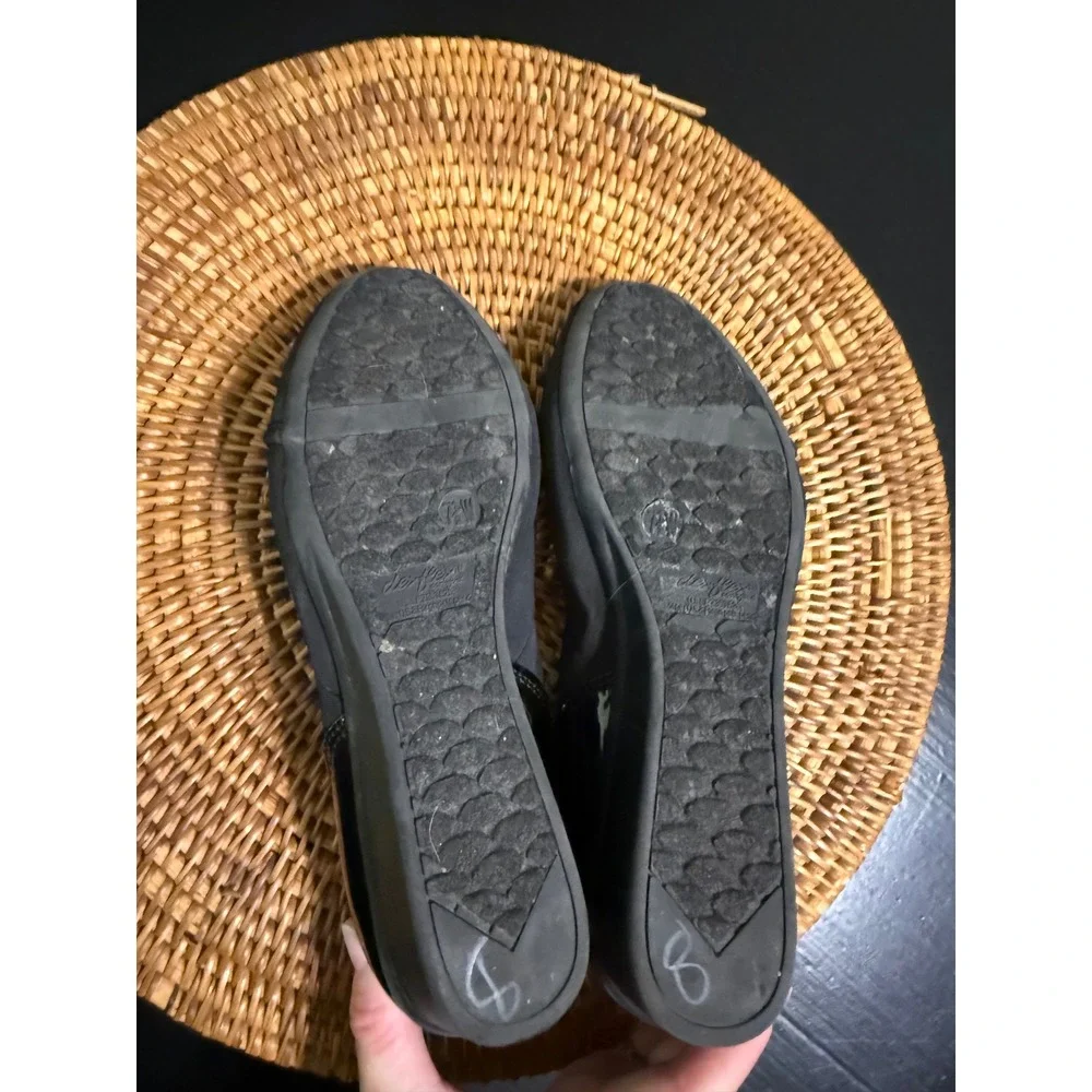Dexflex Comfort Womens Black Wedge Pumps Matte Patent Accent Round Toe Size 7.5W
